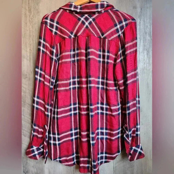 Rails Hunter Crimson Navy Button Up Plaid Shirt Size Small Women's - Picture 9 of 11